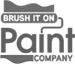 A black and white image of the words " brush it on ".