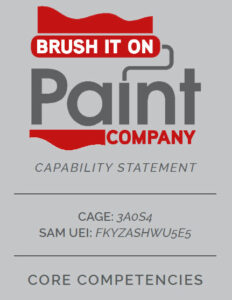 A paint company capability statement with the name of the painting business.